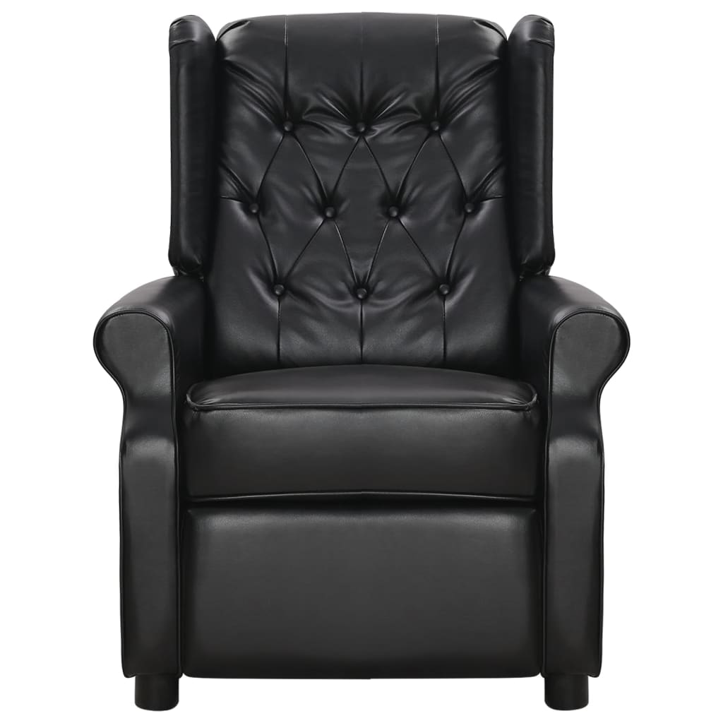 vidaXL Fotel masujący, czarny, sztuczna skóra z połyskiem