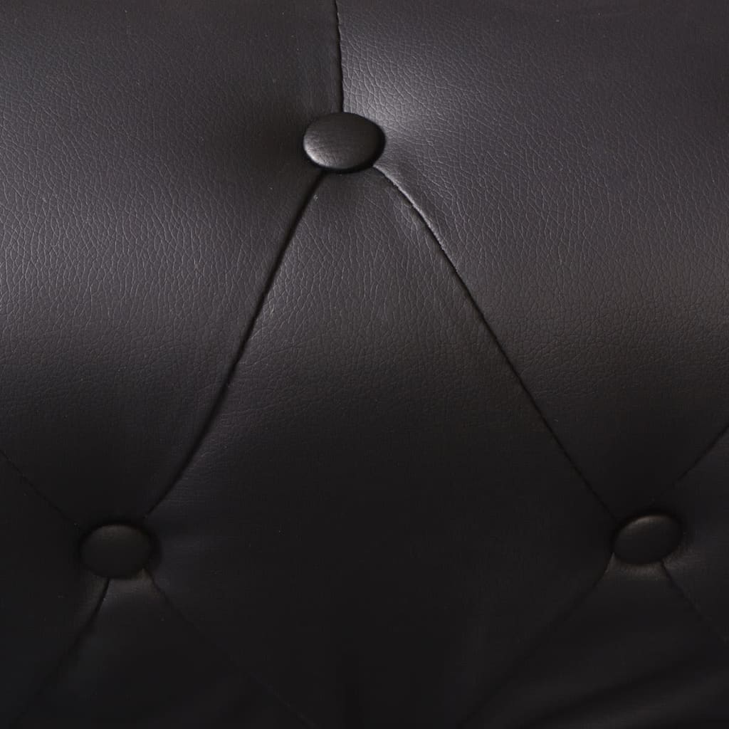 vidaXL Sofa rogowa Chesterfield sześcioosobowa czarna, sztuczna skóra