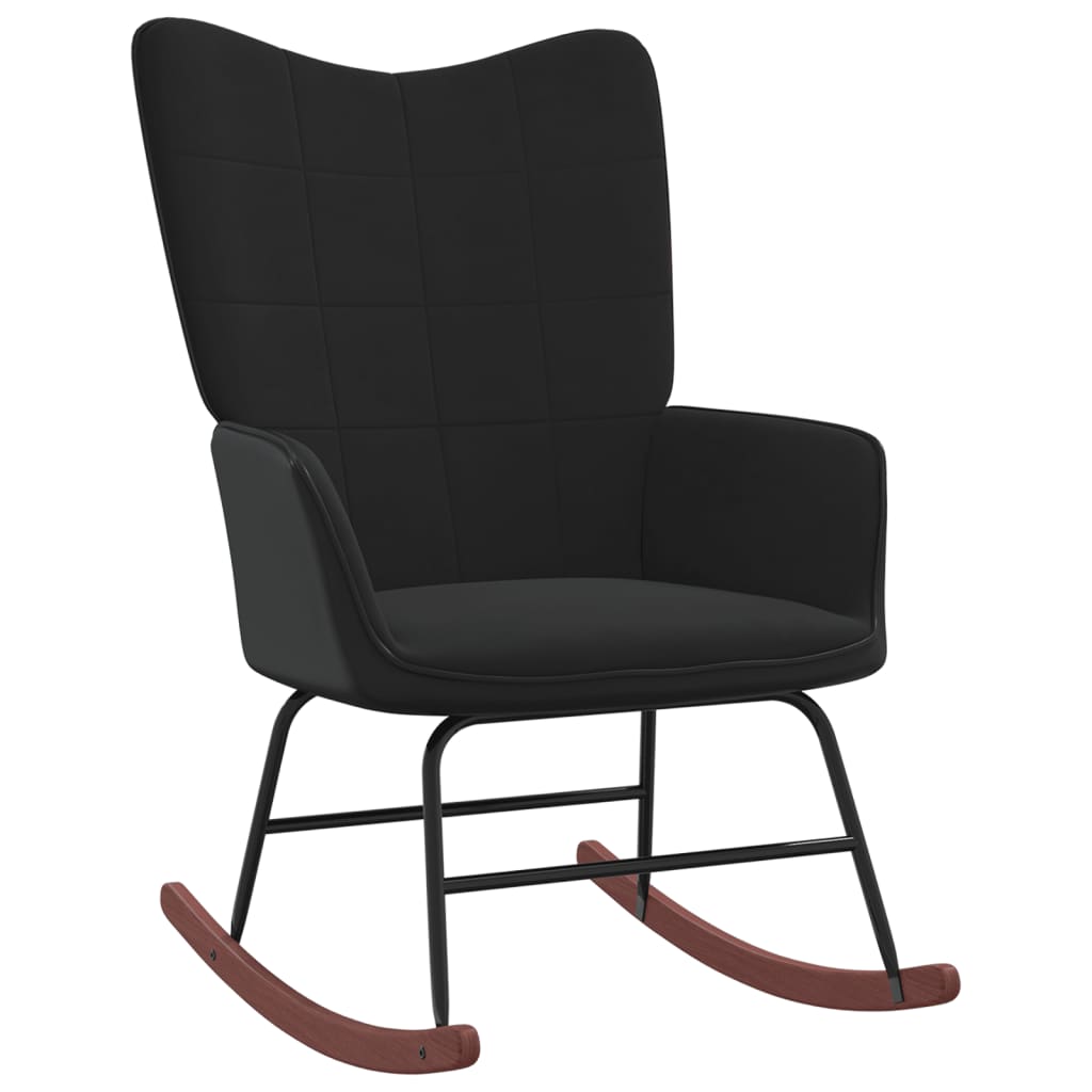 vidaXL Fotel bujany, czarny, aksamit i PVC