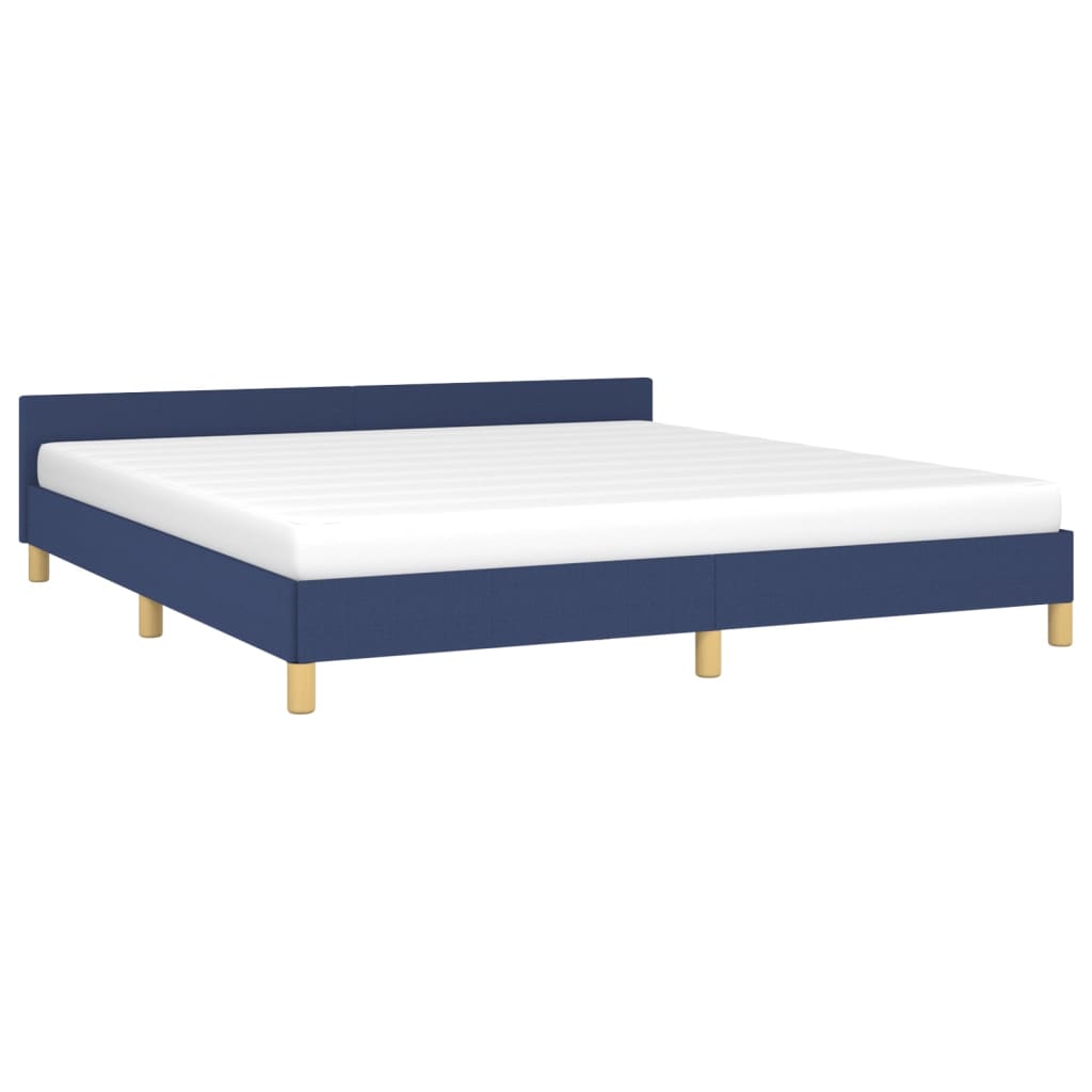 vidaXL Rama łóżka z zagłówkiem, niebieska, 160 x 200 cm, obita tkaniną