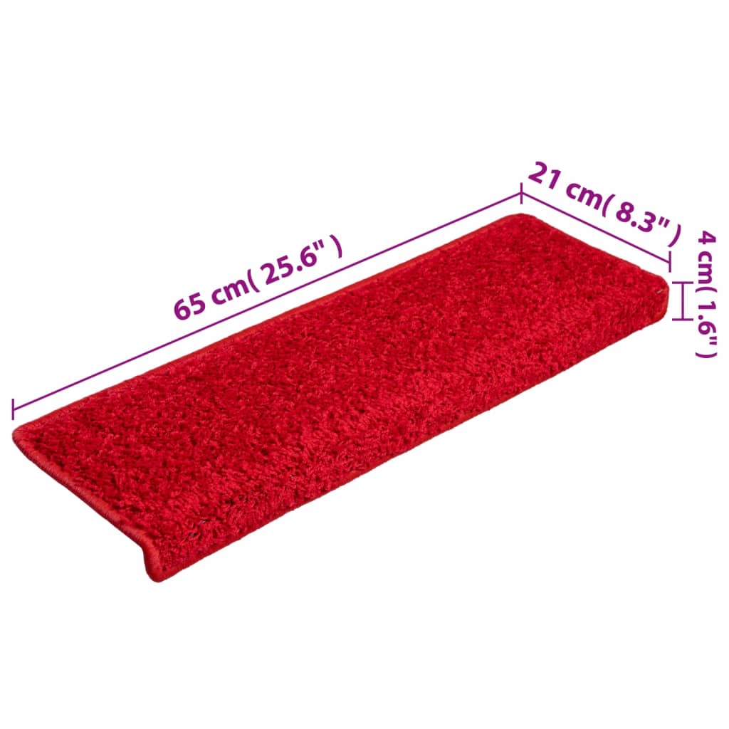 vidaXL Nakładki na schody, 10 szt., 65x21x4 cm, czerwone