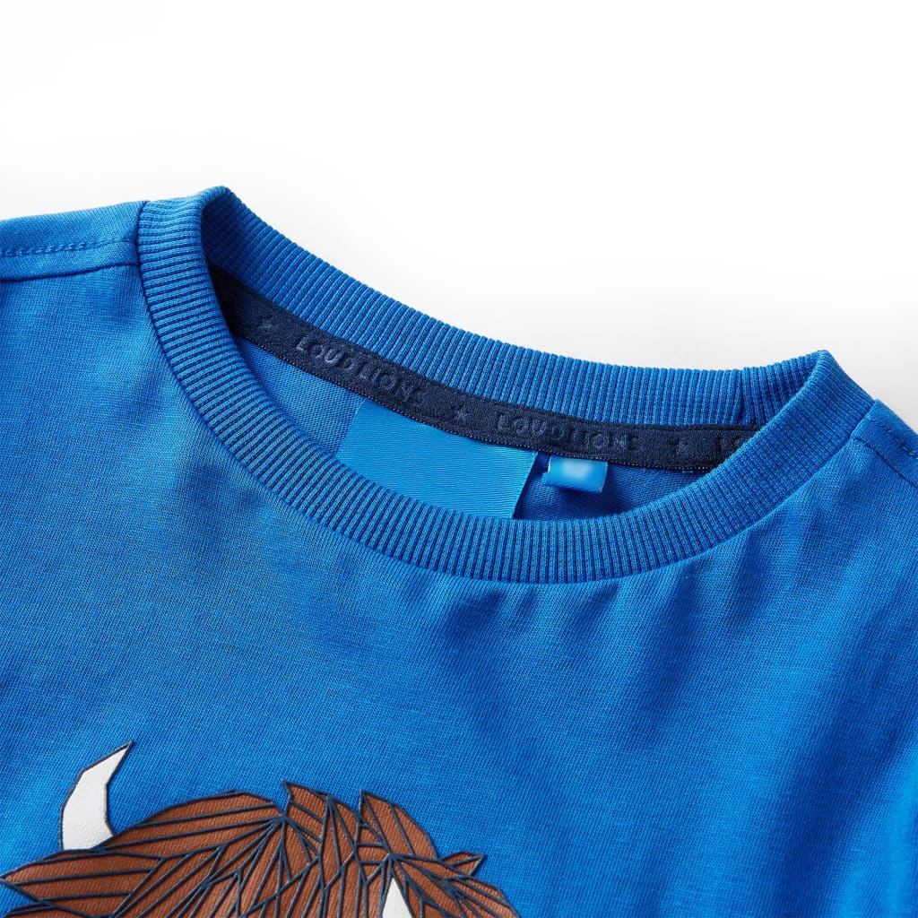 Koszulka dziecięca z długimi rękawami, kobaltowoniebieska, 92