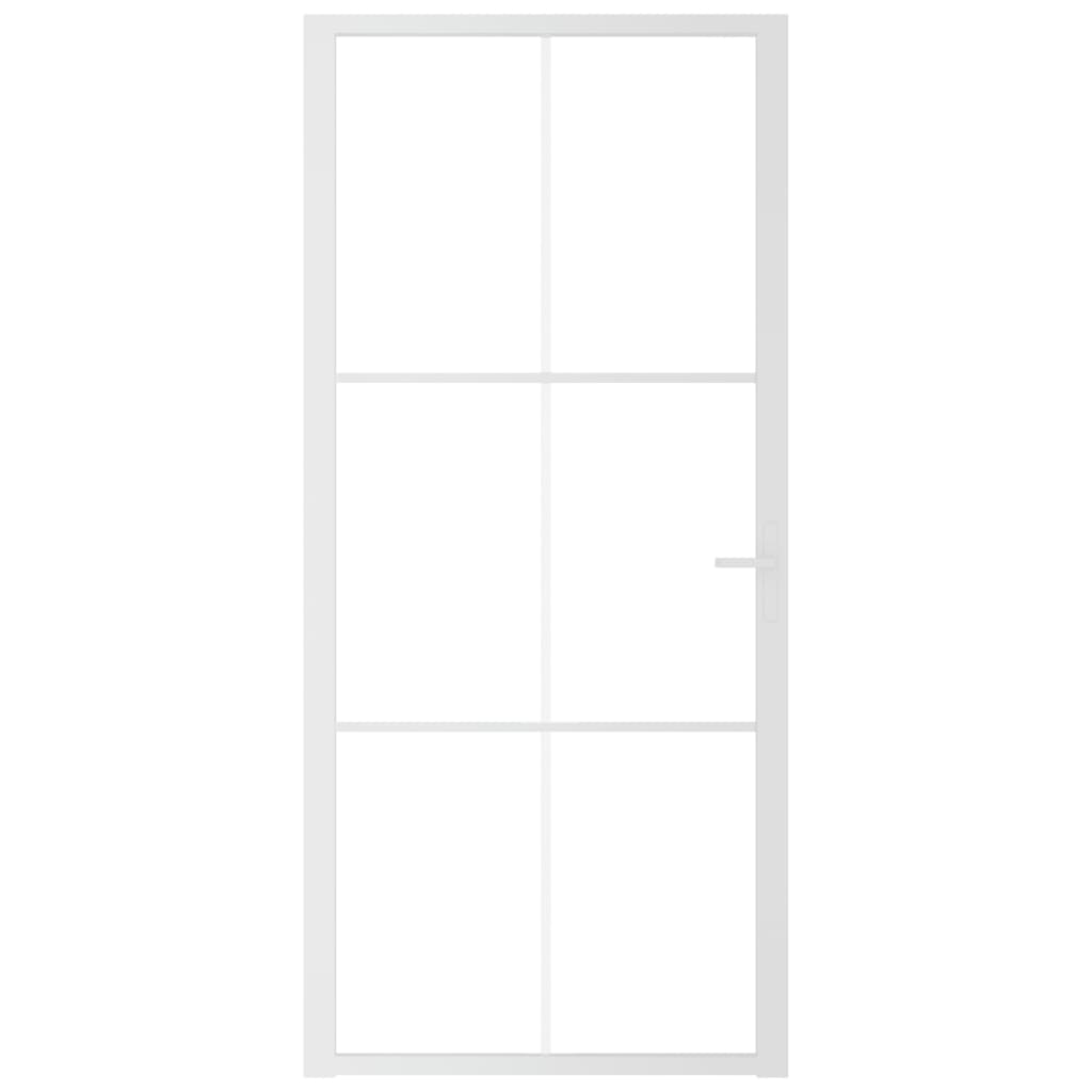 vidaXL Drzwi wewnętrzne, 93x201,5 cm, białe, szkło ESG i aluminium