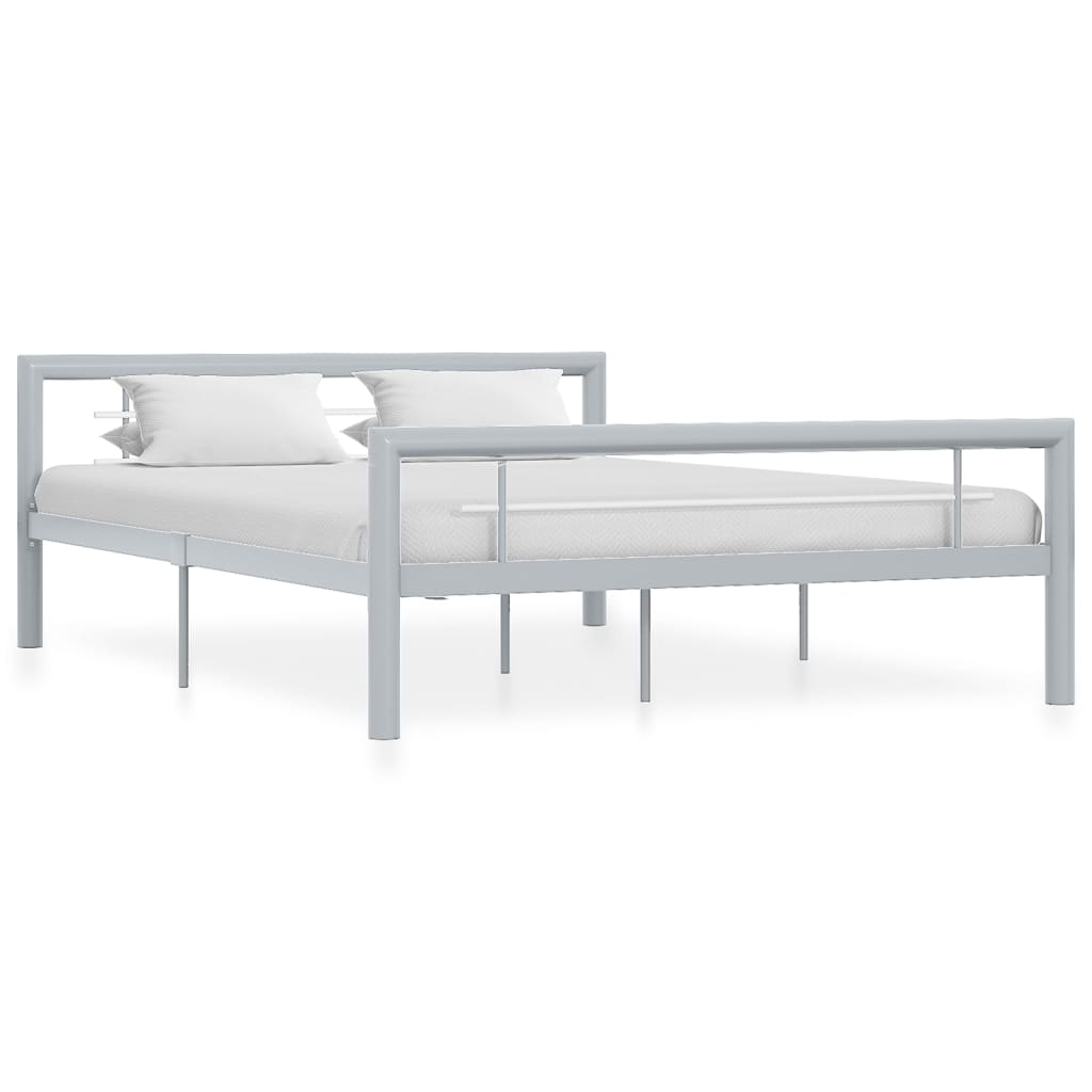 vidaXL Rama łóżka, szaro-biała metalowa, 160 x 200 cm
