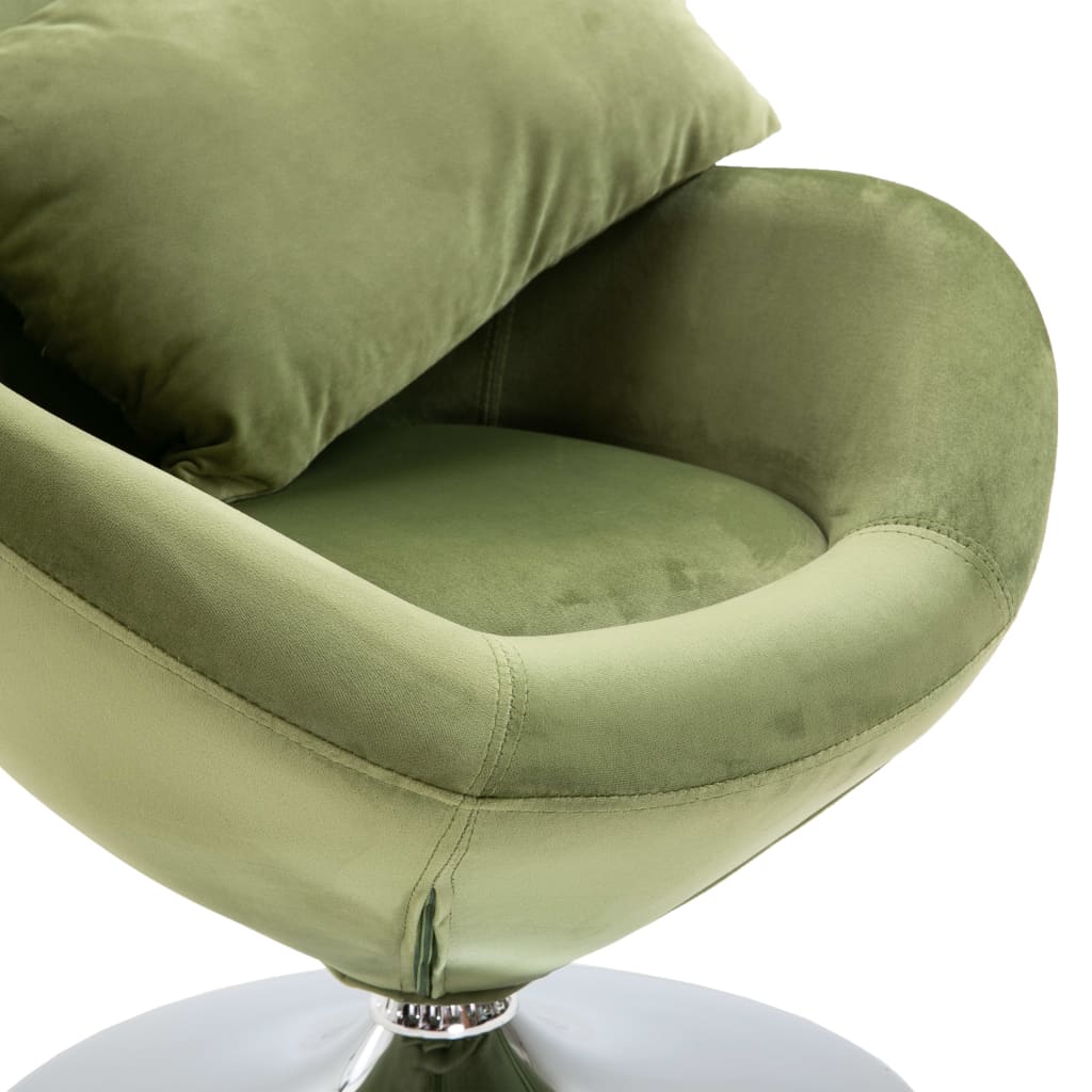 vidaXL Fotel obrotowy z poduszką, jasnozielony, aksamitny