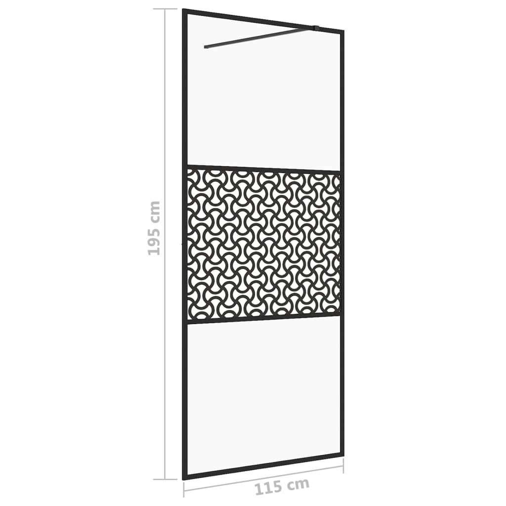 vidaXL Ścianka prysznicowa, przezroczyste szkło ESG, 115x195cm, czarna