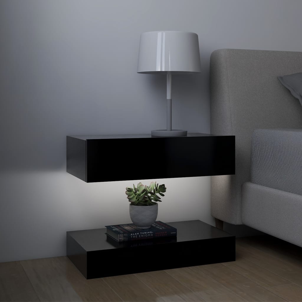 vidaXL Szafki pod TV z oświetleniem LED, 2 szt., czarne, 60x35 cm