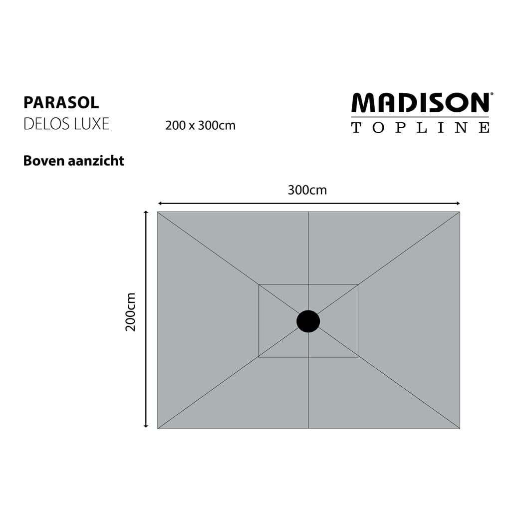 Madison Parasol ogrodowy Delos Luxe, 300 x 200 cm, szary, PAC5P014