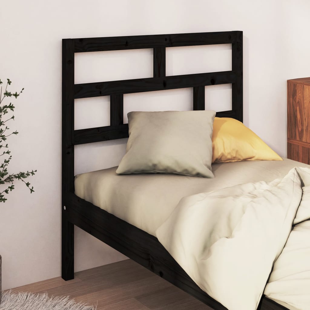 vidaXL Wezgłowie łóżka, czarne, 81x4x100 cm, lite drewno sosnowe