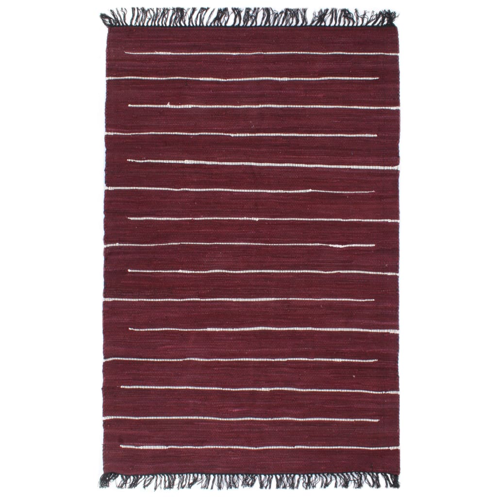 vidaXL Ręcznie tkany dywanik Chindi, bawełna, 200x290 cm, burgundowy