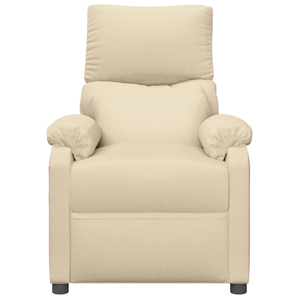 vidaXL Elektryczny fotel rozkładany, kremowy, obity tkaniną