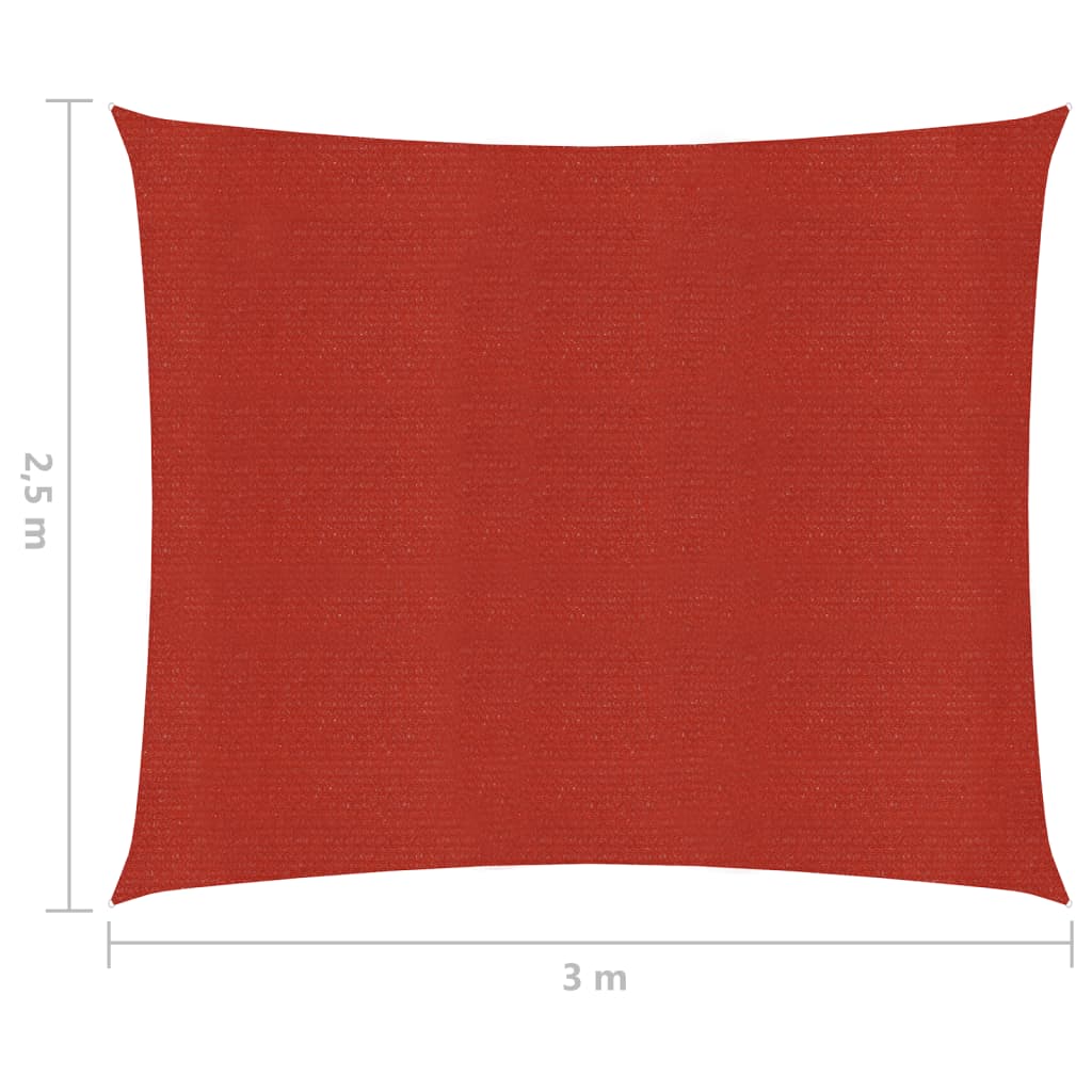 vidaXL Żagiel przeciwsłoneczny, 160 g/m², czerwony, 2,5x3 m, HDPE