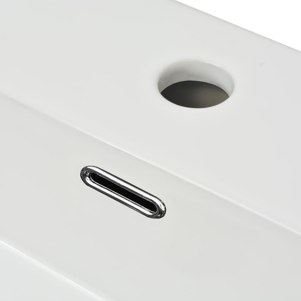 vidaXL Umywalka ceramiczna z otworem na baterię, 60,5 x 42,5 x 14,5 cm, biała