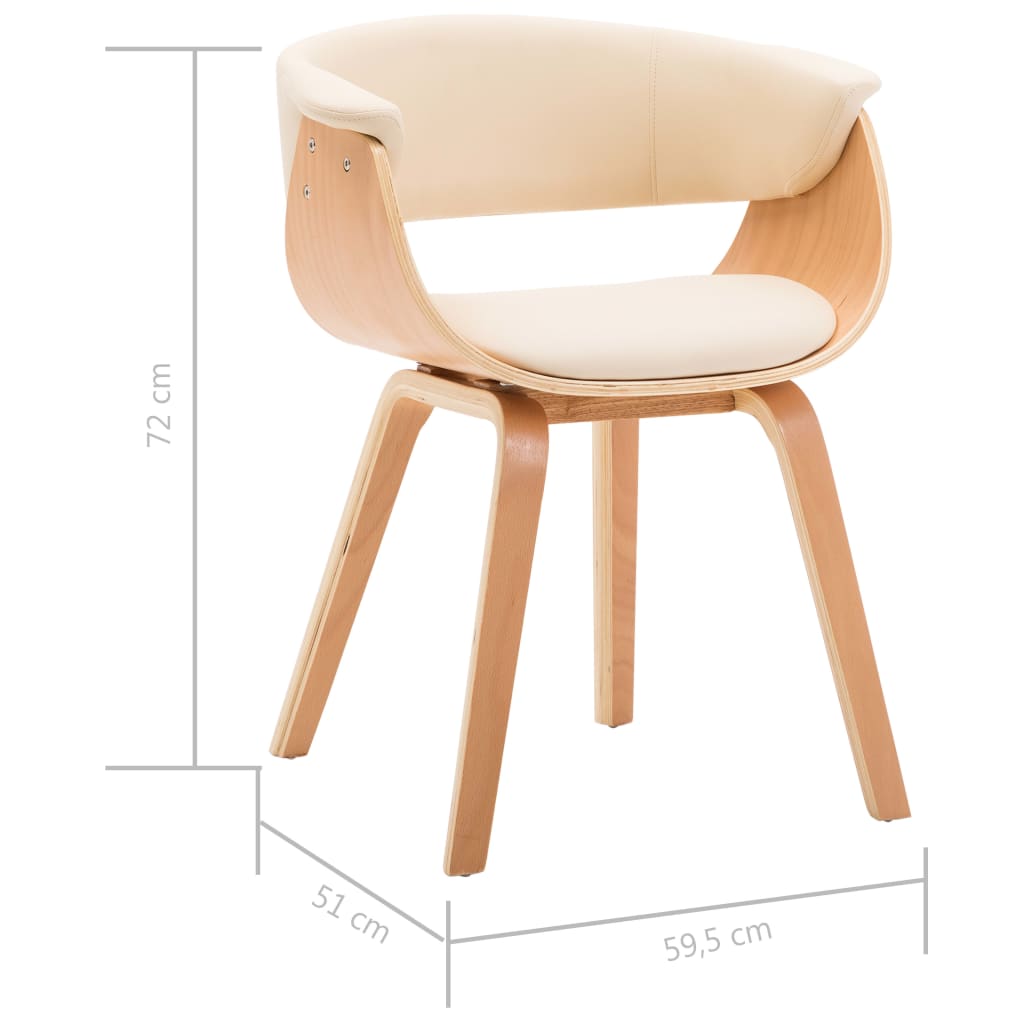 vidaXL Krzesła do jadalni, 2 szt., kremowe, gięte drewno i ekoskóra