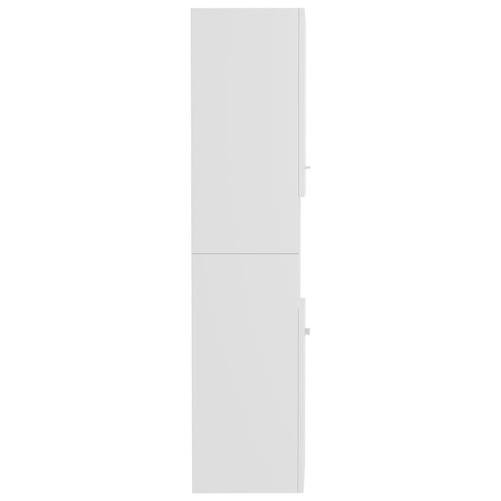 vidaXL Szafka łazienkowa, biała, wysoki połysk, 30x30x130 cm, płyta