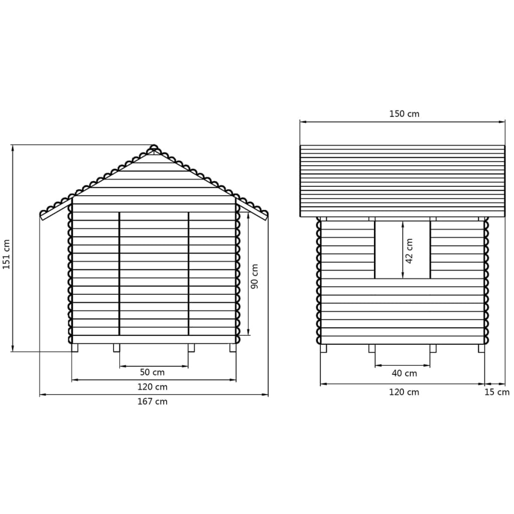 vidaXL Domek dla dzieci, impregnowane drewno sosnowe, 167x150x151 cm