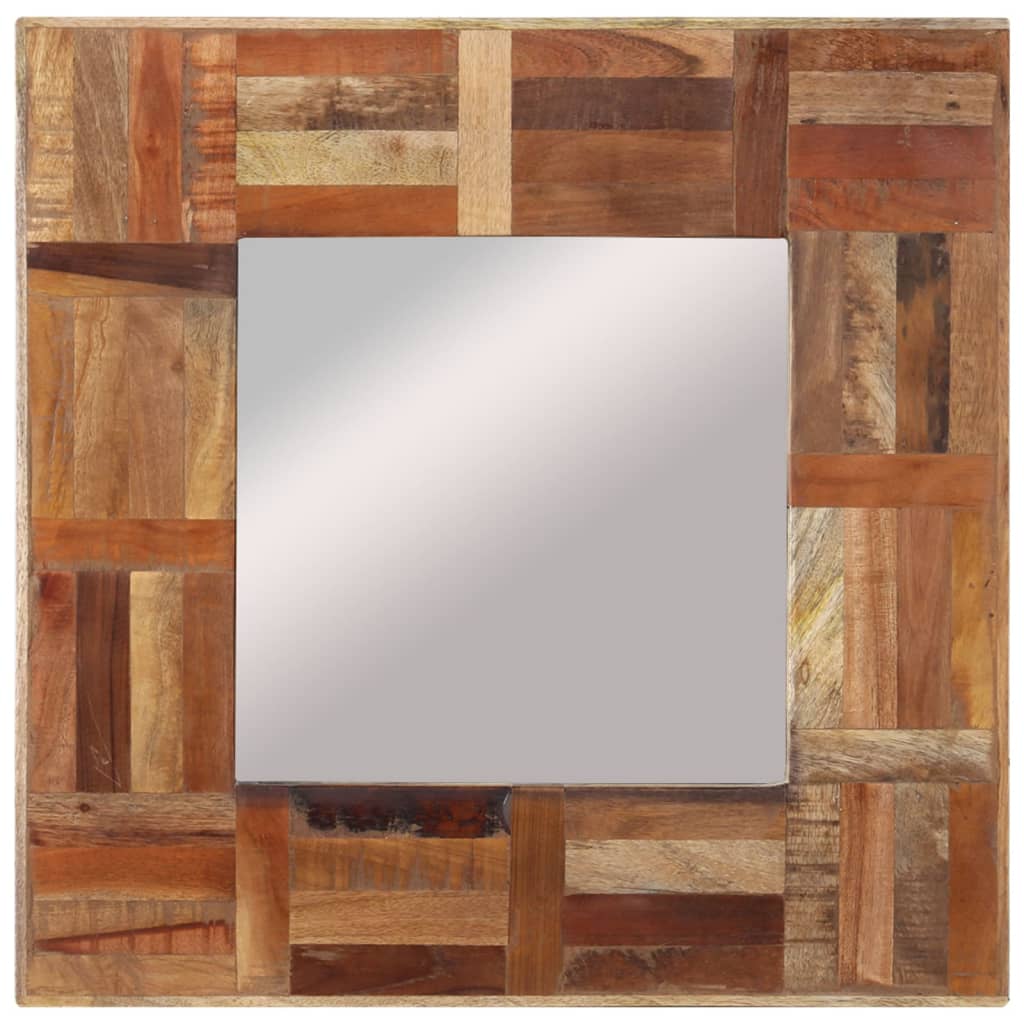 vidaXL Lustro ścienne w ramie z litego drewna odzyskanego, 50x50 cm