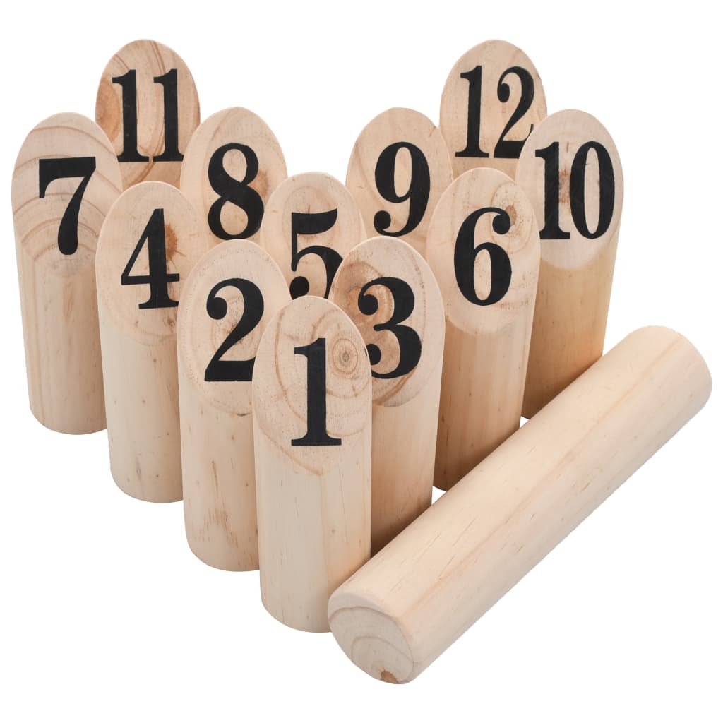 vidaXL Gra plenerowa Kubb numeryczny, wykonana z drewna