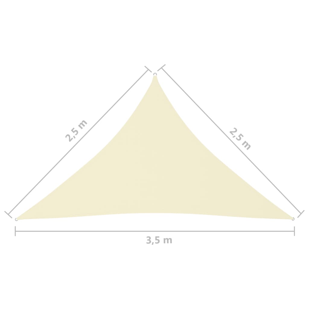 vidaXL Żagiel ogrodowy, tkanina Oxford, trójkątny, 2,5x2,5x3,5 m, krem