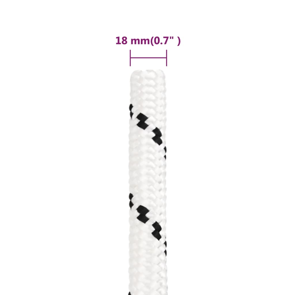vidaXL Pleciona linka żeglarska, biała, 18 mm x 25 m, poliester