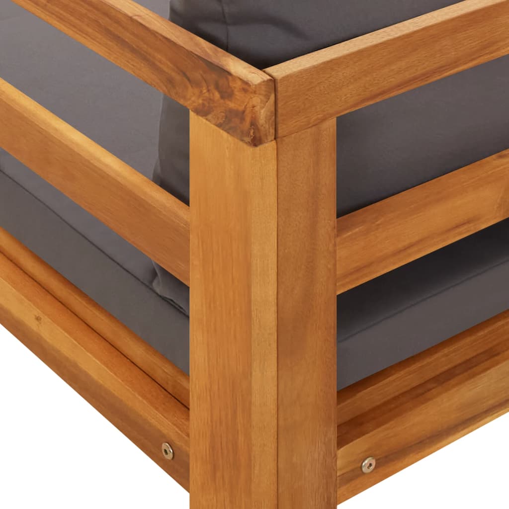 vidaXL Leżak z poduszkami, ciemnoszary, lite drewno akacjowe