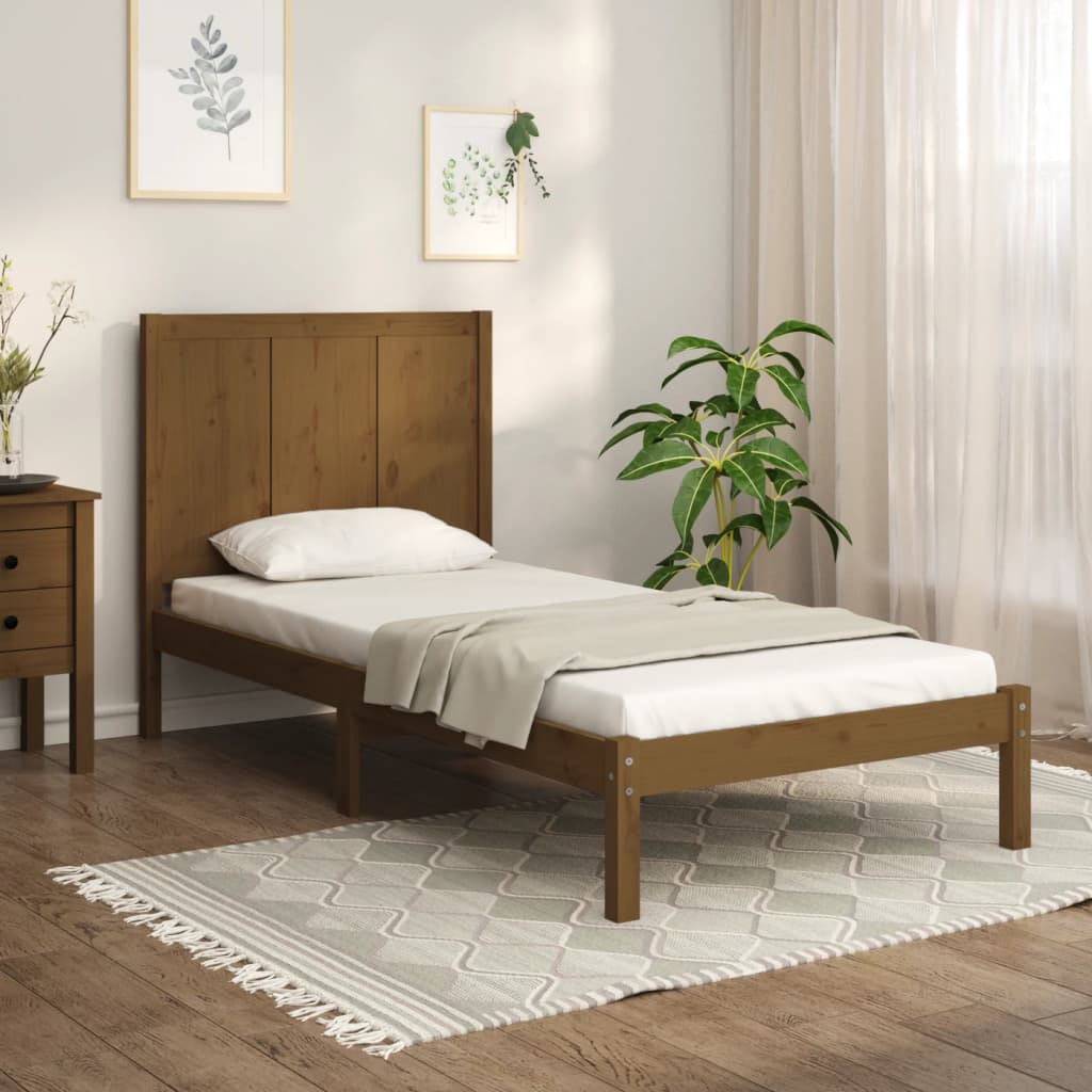 vidaXL Rama łóżka, miodowy brąz, lite drewno sosnowe, 100 x 200 cm