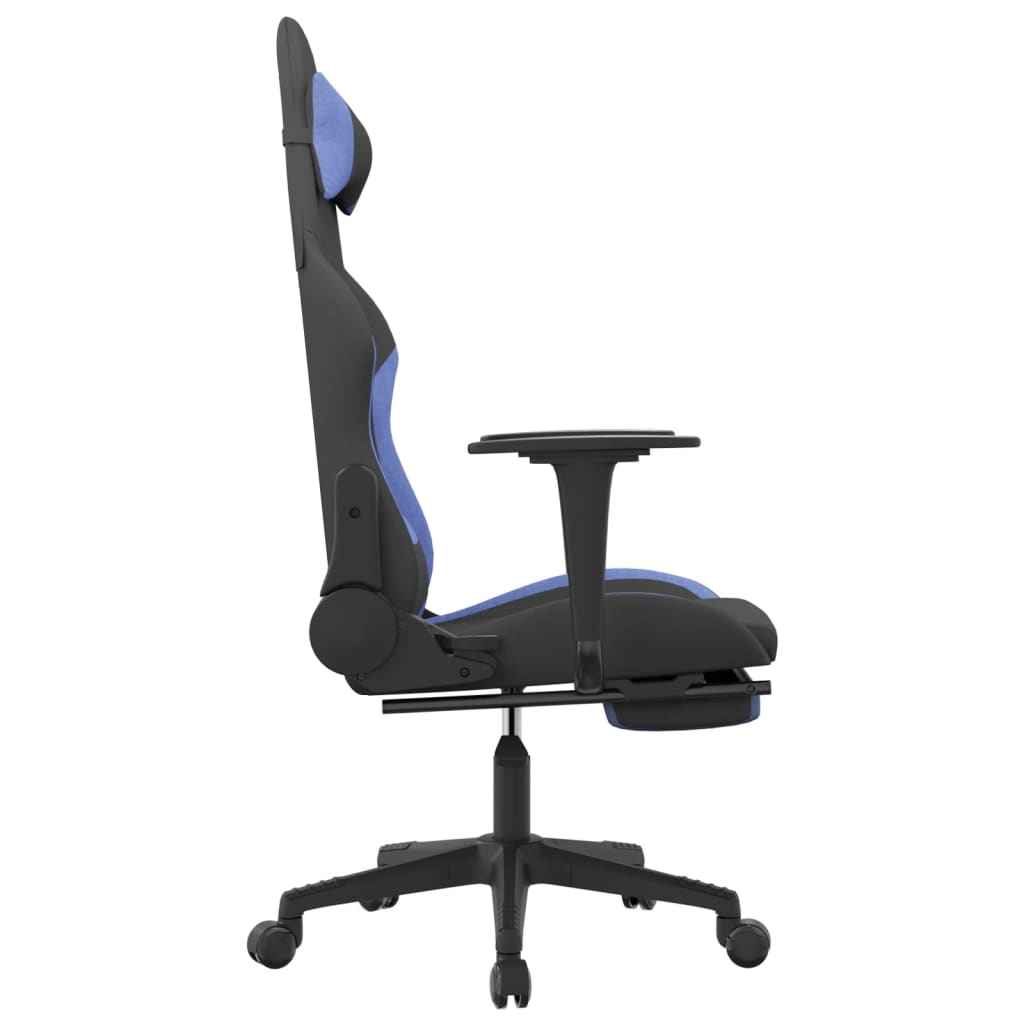 vidaXL Fotel gamingowy z podnóżkiem i masażem, czarno-niebieski