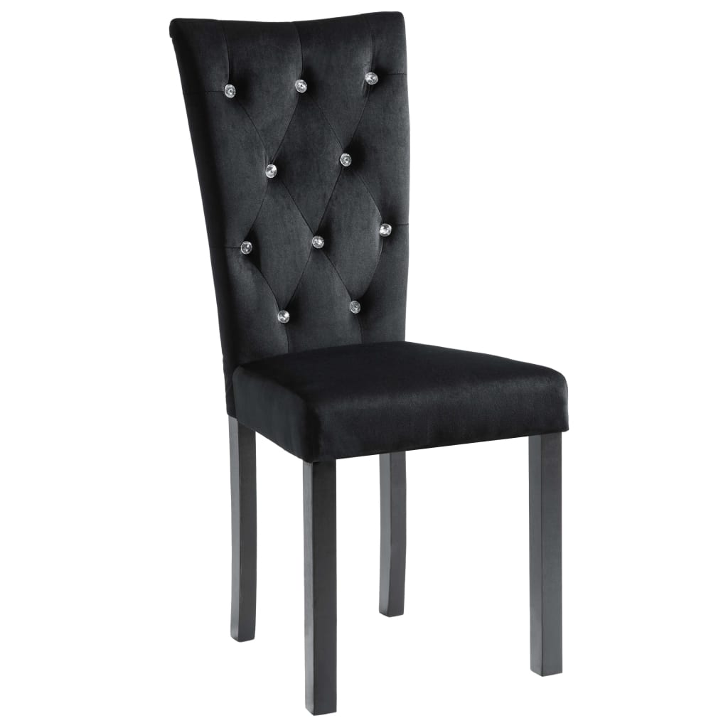 vidaXL Krzesła stołowe, 6 szt., czarne, obite aksamitem
