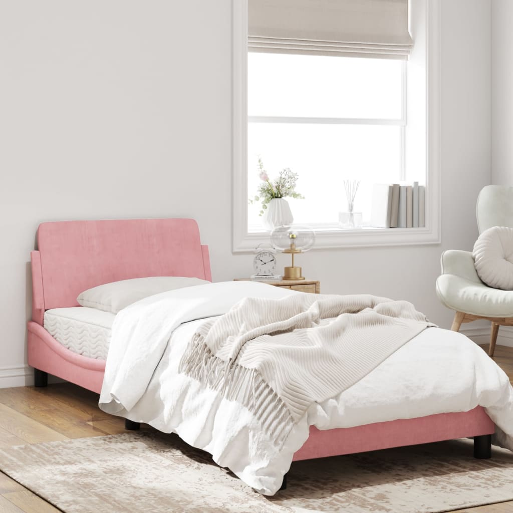 vidaXL Rama łóżka z zagłówkiem, różowa, 80x200 cm, aksamitna