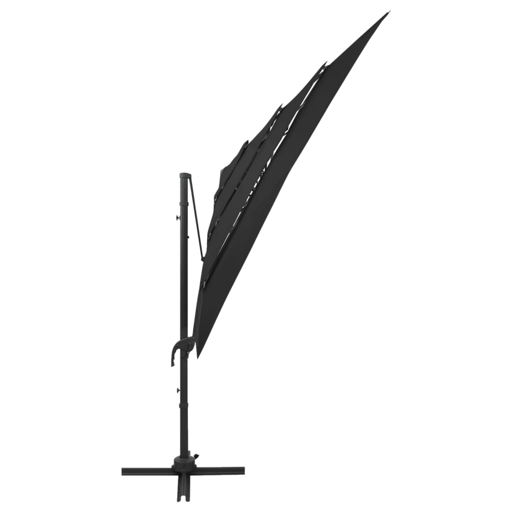 vidaXL 4-poziomowy parasol na aluminiowym słupku, czarny, 250x250 cm