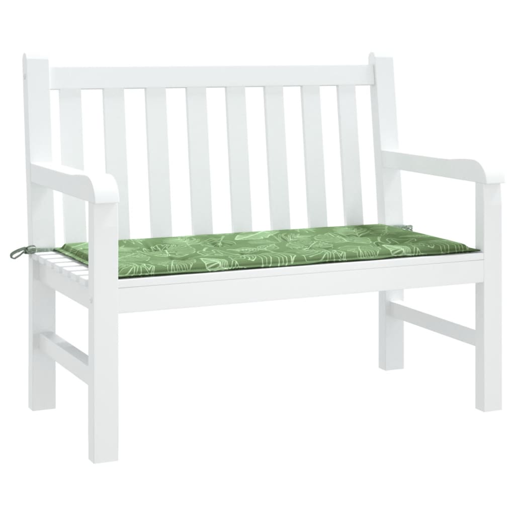 vidaXL Poduszka na ławkę ogrodową, wzór w liście, 120x50x3 cm, tkanina