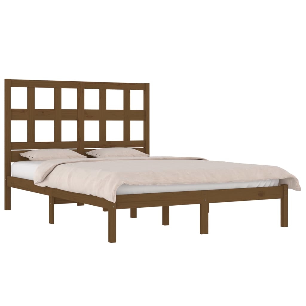 vidaXL Rama łóżka, miodowy brąz, lite drewno sosnowe, 140 x 190 cm