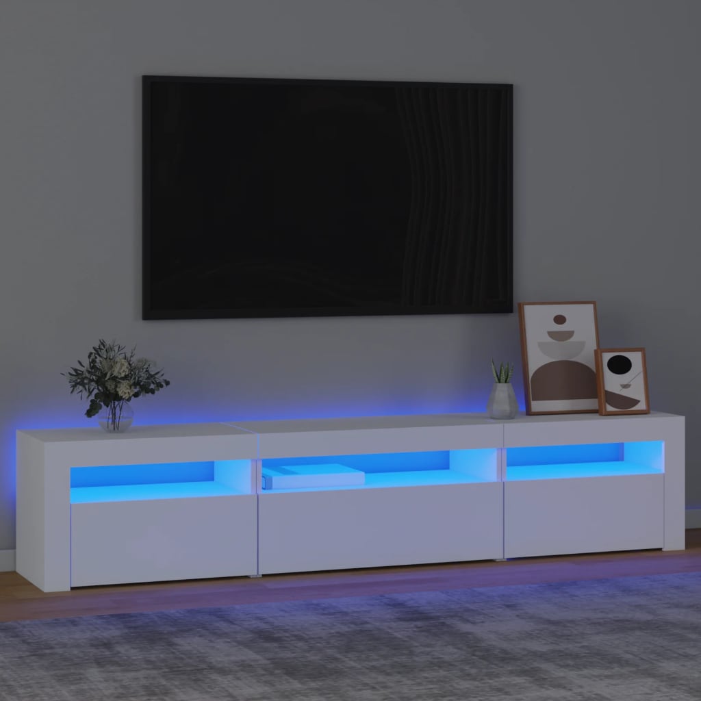 vidaXL Szafka pod TV z oświetleniem LED, biała, 195x35x40 cm