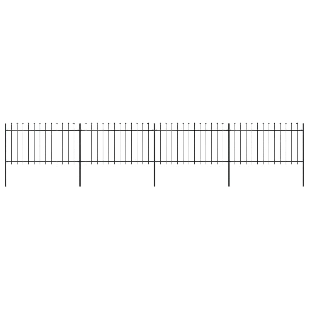 vidaXL Ogrodzenie z prętów z grotami, stalowe, 6,8 x 1 m, czarne