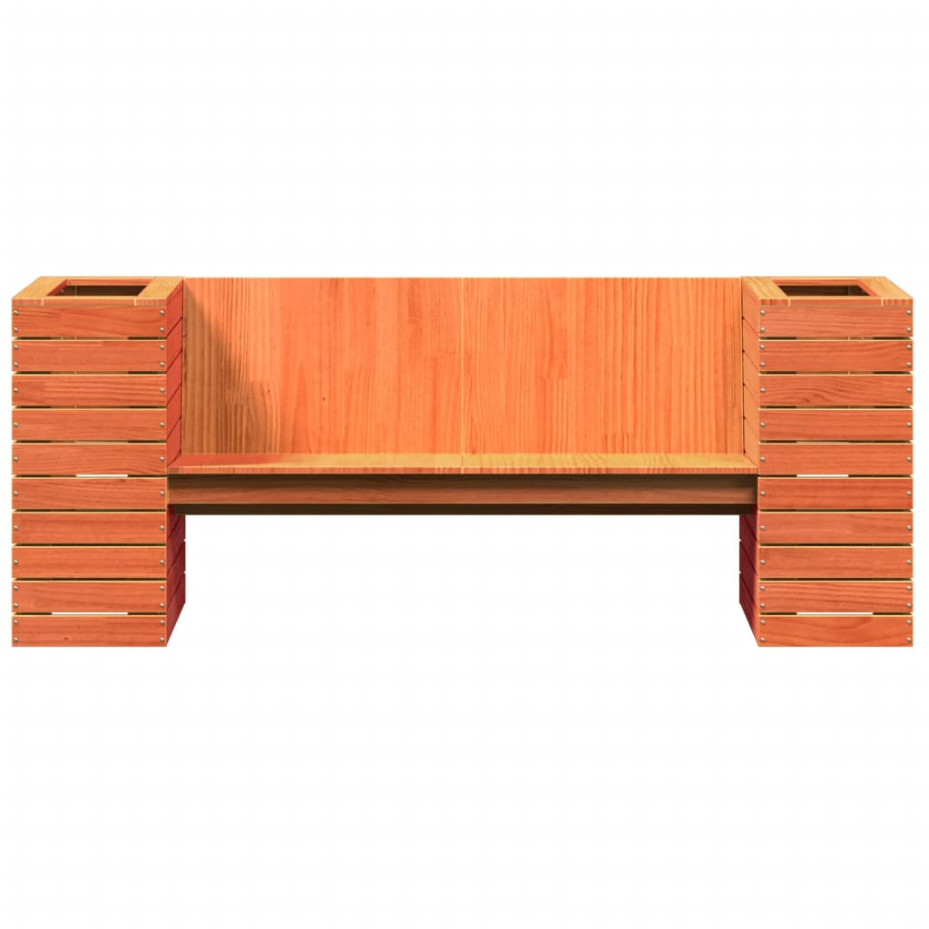 vidaXL Ławka z donicami, woskowy brąz, 167,5x60x65 cm, drewno sosnowe