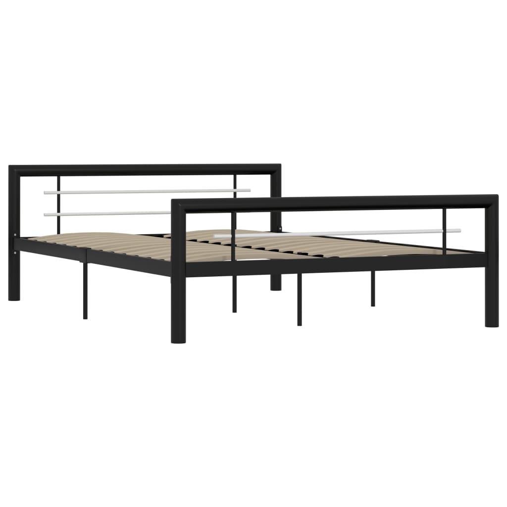 vidaXL Rama łóżka, czarno-biała, metalowa, 160 x 200 cm