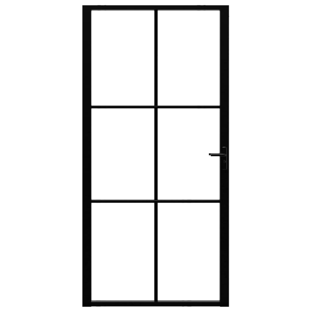 vidaXL Drzwi wewnętrzne, szkło ESG i aluminium, 102,5x201,5 cm, czarne