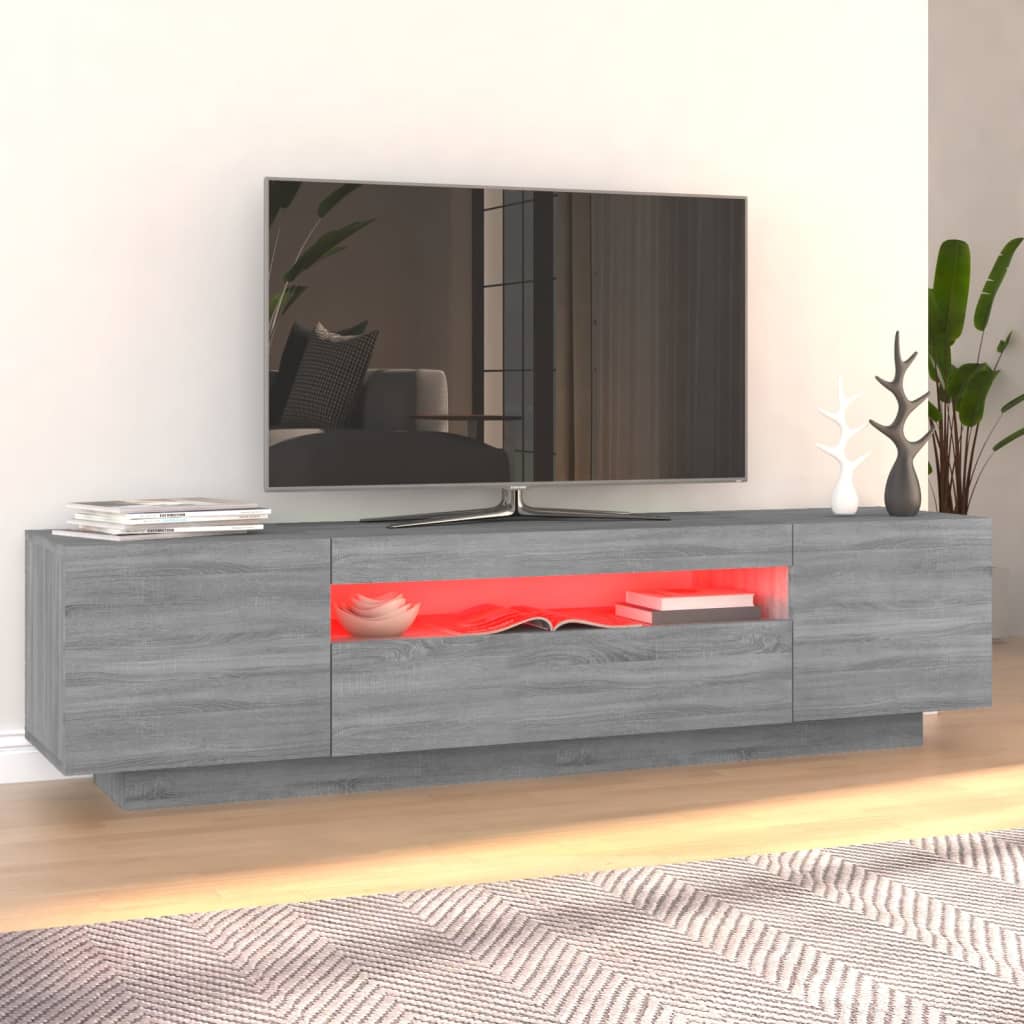 vidaXL Szafka TV z oświetleniem LED, szary dąb sonoma, 160x35x40 cm
