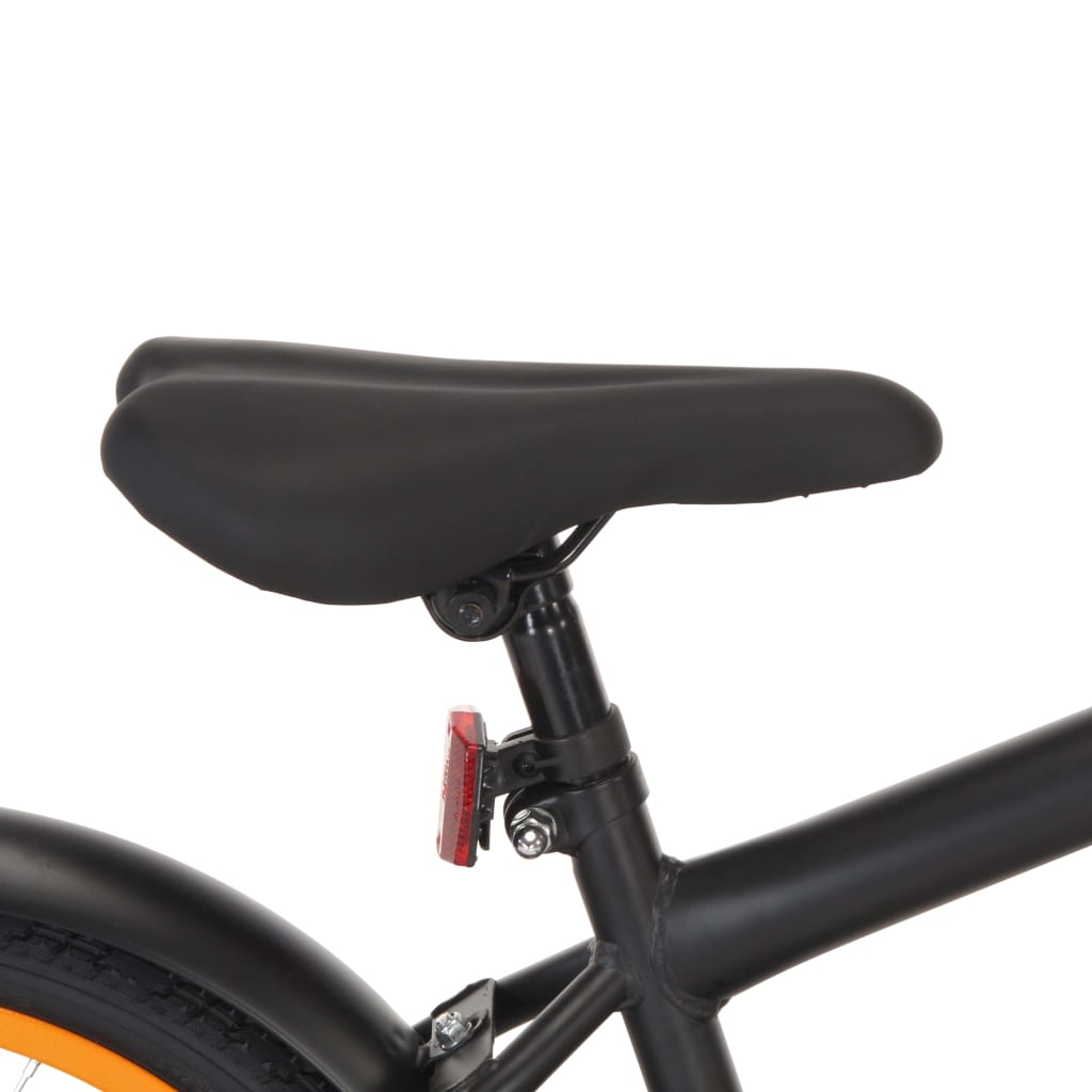 vidaXL Rower dziecięcy z przednim bagażnikiem, 18" czarno-pomarańczowy