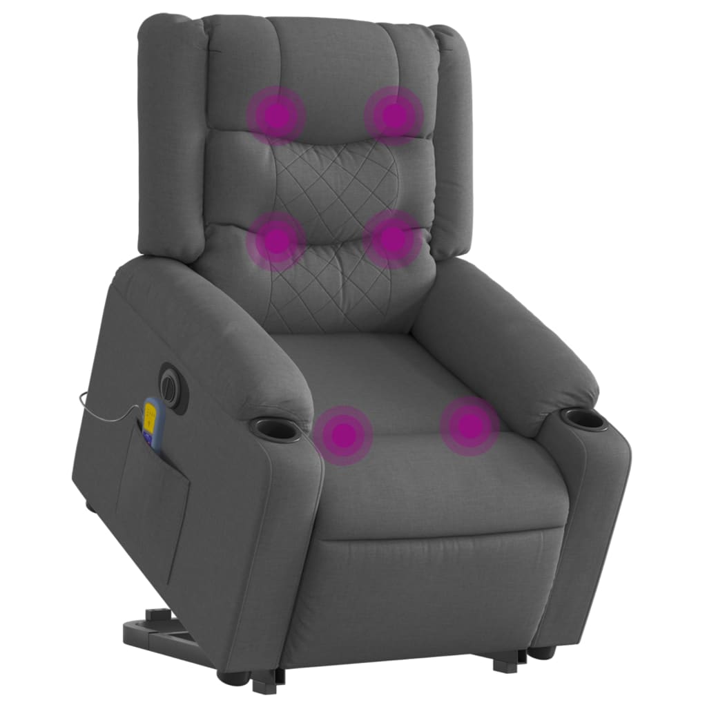 vidaXL Podnoszony fotel masujący, elektryczny, rozkładany, ciemnoszary