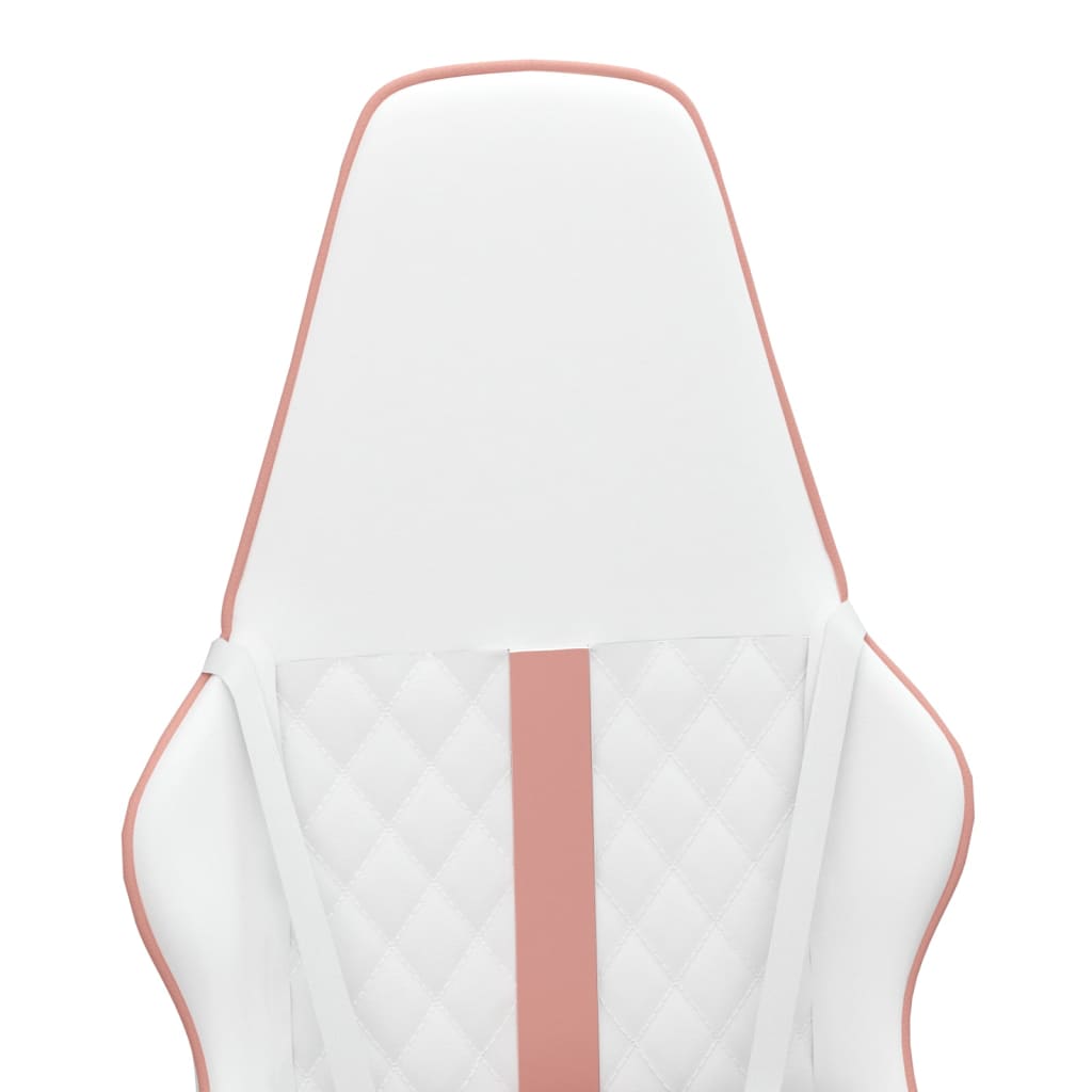 vidaXL Fotel gamingowy, biało-różowy, sztuczna skóra