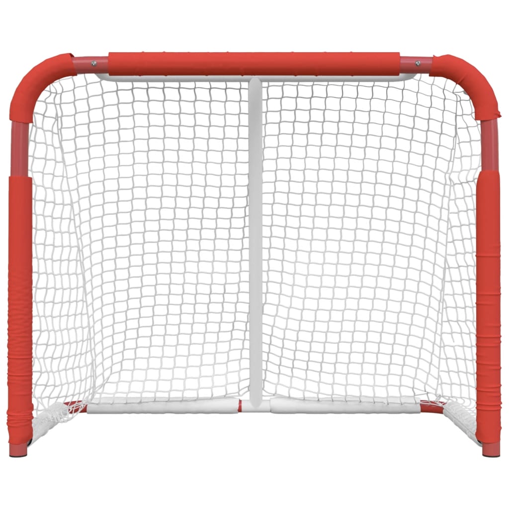 vidaXL Bramka do hokeja, czerwono-biała, 137x66x112 cm, poliester