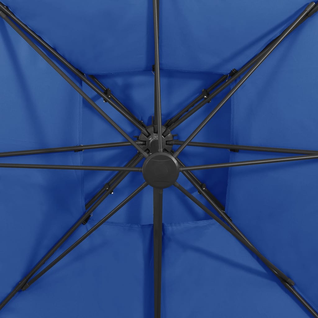 vidaXL Parasol wiszący z podwójną czaszą, 300x300 cm, lazurowy