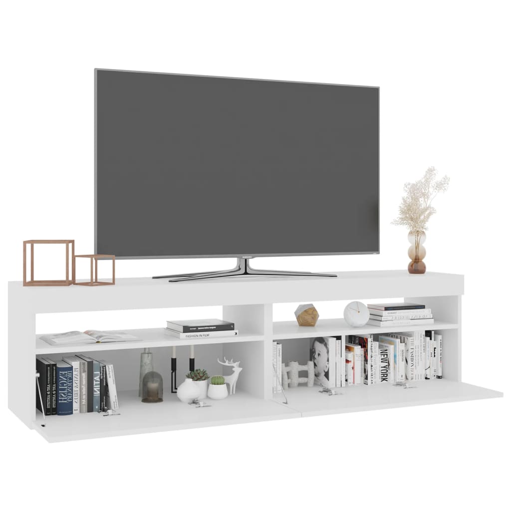 vidaXL Szafki pod TV z LED, 2 szt., białe, wysoki połysk, 75x35x40 cm