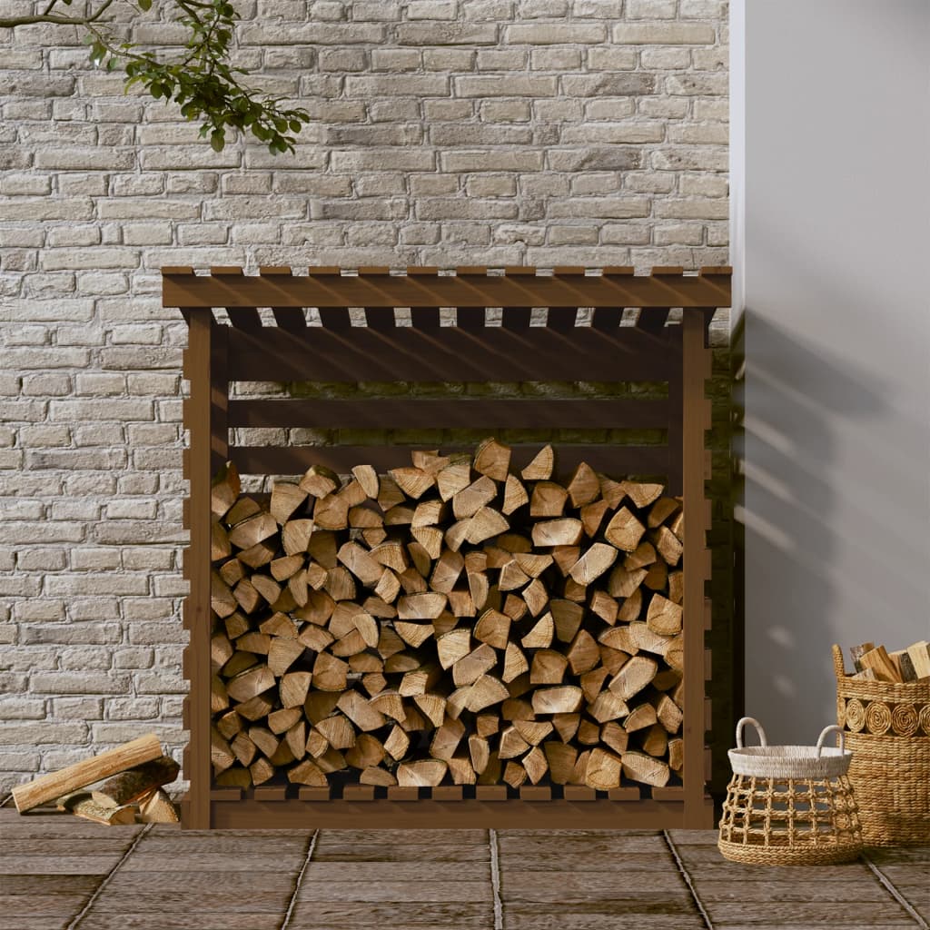 vidaXL Stojak na drewno, miodowy, 108x73x108 cm, lite drewno sosnowe