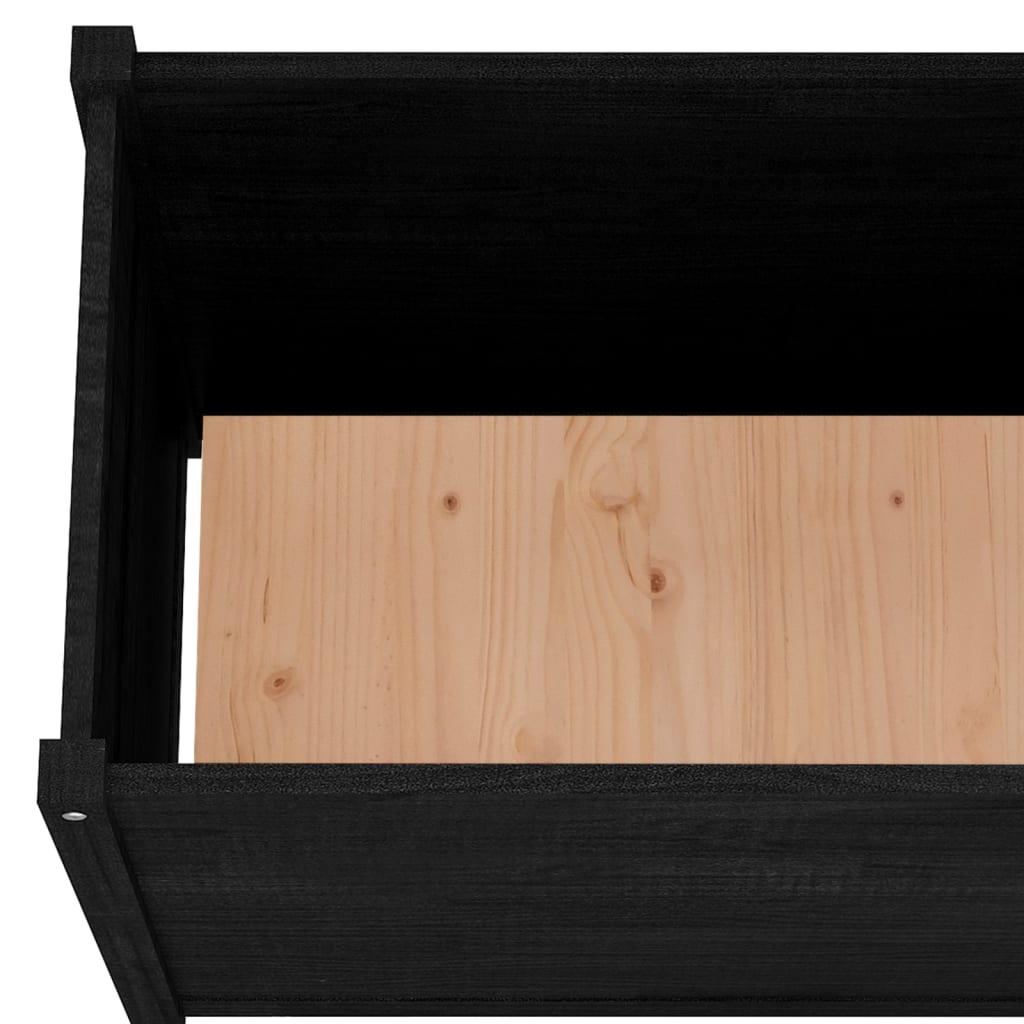 vidaXL Donica ogrodowa, czarna, 100x50x70 cm, lite drewno sosnowe
