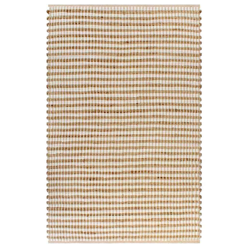 vidaXL Ręcznie tkany dywan, juta, 120 x 180 cm, naturalny i biały