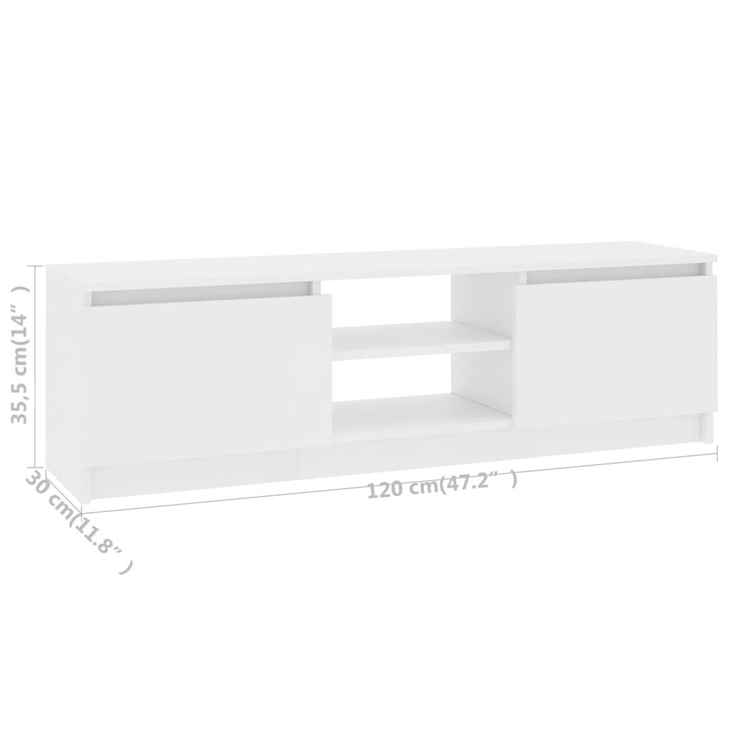 vidaXL Szafka pod TV, biała, 120x30x35,5 cm, materiał drewnopochodny