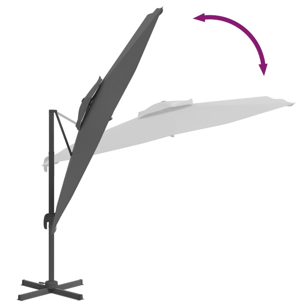 vidaXL Wiszący parasol z podwójną czaszą, antracytowy, 300x300 cm