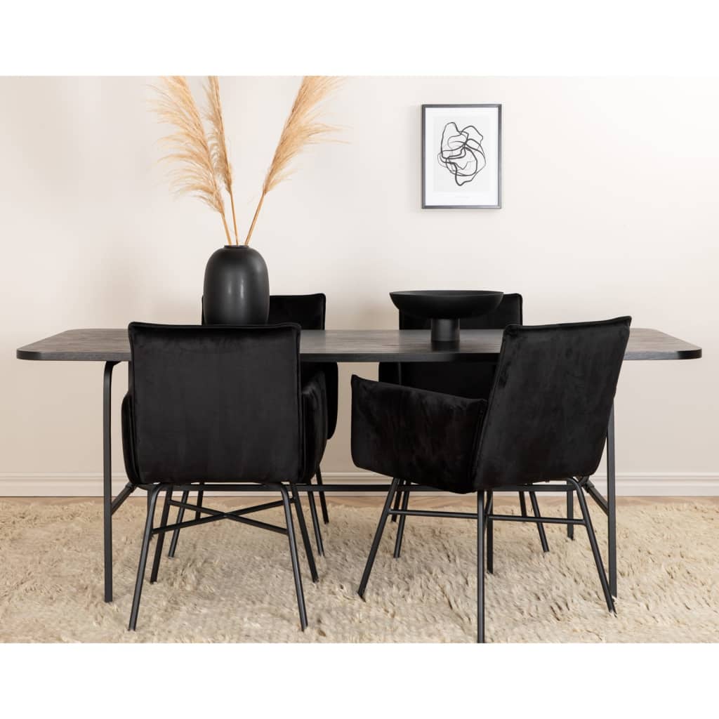 Venture Home Krzesło stołowe Pippi, obite aksamitem, czarne